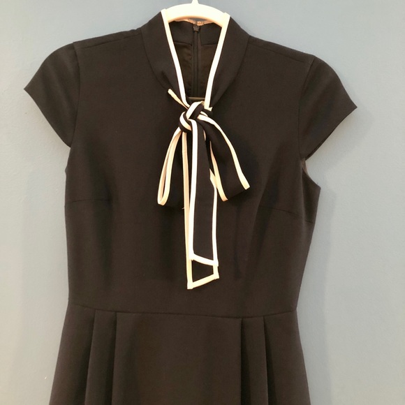 J.Crew tie-neck navy dress in Italian wool crepe - Picture 6 of 7